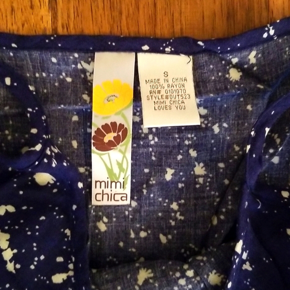 Navy Blue and White Jackson Pollock Style Paint Splatter Art Dress With Pockets - Picture 2 of 5